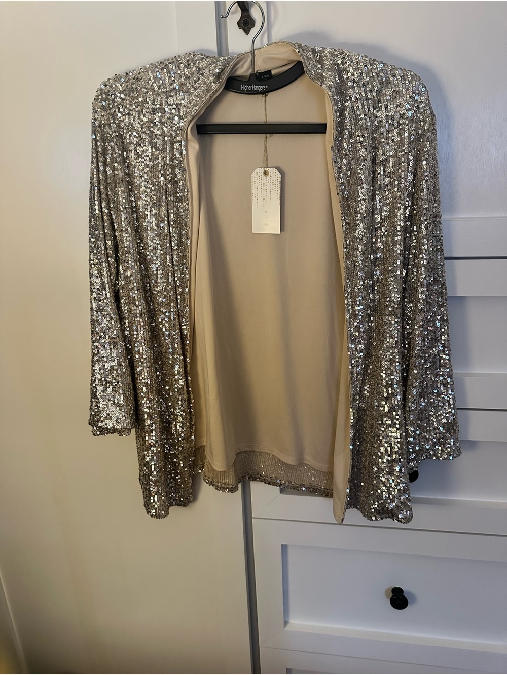 Cable & Gauge Gold Sequin Open Jacket